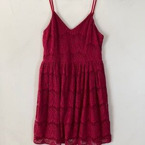 Ya Los Angeles Burgundy Spaghetti strap lace dress, Size L